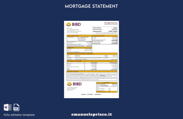 stile verificato modello di estratto conto del mutuo bancario Brunei Bank Islam 